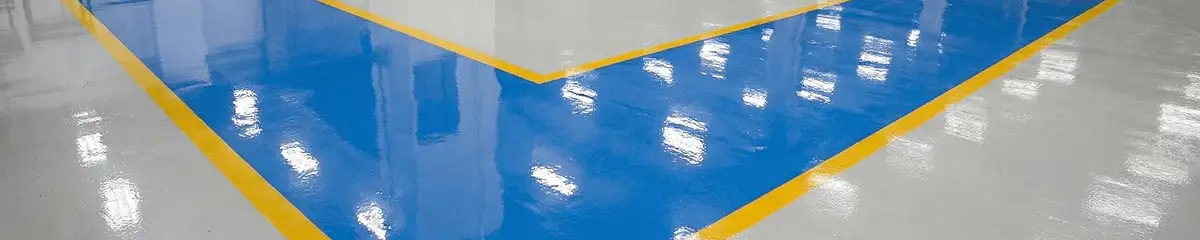 A factory floor professionally covered and marked with epoxy flooring in Albany, NY