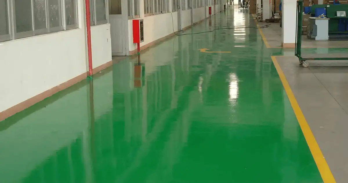 A factory floor professionally covered and marked with epoxy flooring in Albany, NY