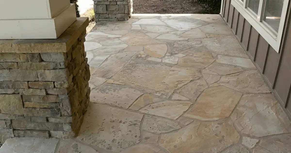 House entrance with professionally installed stone flooring in Albany NY